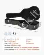 Kieto dėklo akustinės gitaros dėklas, moliūgo formos, 110 cm, juodas, atsparus drėgmei, su rakinama spyna - Image 7