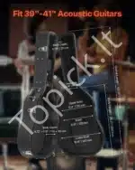 Kieto dėklo akustinės gitaros dėklas, moliūgo formos, 110 cm, juodas, atsparus drėgmei, su rakinama spyna - Image 2