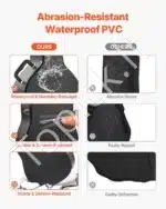 Kieto dėklo akustinės gitaros dėklas, moliūgo formos, 110 cm, juodas, atsparus drėgmei, su rakinama spyna - Image 3