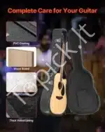 Kieto dėklo akustinės gitaros dėklas, moliūgo formos, 110 cm, juodas, atsparus drėgmei, su rakinama spyna - Image 4