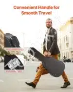 Kieto dėklo akustinės gitaros dėklas, moliūgo formos, 110 cm, juodas, atsparus drėgmei, su rakinama spyna - Image 5