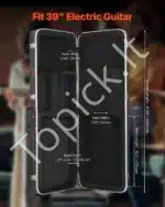 Kieto dėklo elektrinės gitaros dėklas, stačiakampis, 105 cm, juodas, pagamintas iš ABS plastiko, su rakinama spyna - Image 2