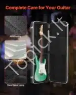 Kieto dėklo elektrinės gitaros dėklas, stačiakampis, 105 cm, juodas, pagamintas iš ABS plastiko, su rakinama spyna - Image 4