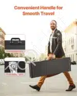 Kieto dėklo gitaros dėklas bosinei gitarai, 122 cm, juodas, pagamintas iš PVC, faneros ir flanelės, rakinamas - Image 5