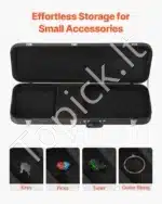 Kieto dėklo gitaros dėklas bosinei gitarai, 122 cm, juodas, pagamintas iš PVC, faneros ir flanelės, rakinamas - Image 6