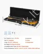 Kieto dėklo gitaros dėklas bosinei gitarai, 122 cm, juodas, pagamintas iš PVC, faneros ir flanelės, rakinamas - Image 7