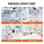 Kompaktiškas 2 Aukštų Medicininis Vežimėlis Su 1 Stalčiumi – ABS Medžiaga, Baltas, 50 kg, 465 x 465 x 745 mm - Image 5