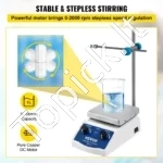 Kompaktiškas Skaitmeninis Magnetinis Maišytuvas Su Kaitinimu (SH-2) – 1 L, 200 °C, 0–2000 Aps.Min., 12 x 12 cm - Image 4