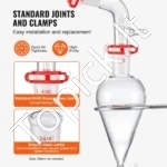 Laboratorinis Distiliavimo Rinkinys – 1000 ml / 500 ml / 250 ml Kolbos, 3.3 Borosilikatinis Stiklas, 24/40 Jungtis, 32 Dalys - Image 3