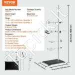 Laboratorinių Stovų Komplektas – 2 Vnt., 60 cm Plieninis Stiebas, Ketaus Pagrindas, Su Gnybtais - Image 6