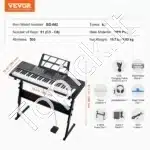 Lankstus skaitmeninis pianinas su Z-stovu, 61 klavišas, 600 tonų, juodas, 85x25.5x120cm - Image 6