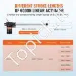 Linijinė pavara, 6000N, 12V DC, 350 mm eigos - Image 2