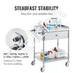 Mobilus Vežimėlis Su Stalčiumi – 2 Aukštai, Nerūdijantis Plienas, 100 kg - Image 2