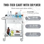 Mobilus Vežimėlis Su Stalčiumi – 2 Aukštai, Nerūdijantis Plienas, 100 kg - Image 4