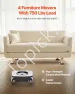 Mobilus baldų vežimėlis, 340 kg talpa, anglinis plienas, 360° pasukamas, su 8 ratukais - Image 8