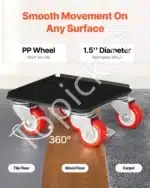 Mobilus baldų vežimėlis 5‑ratukai, 135 × 135 × 52 mm, anglinis plienas, 360° pasukamas - Image 6