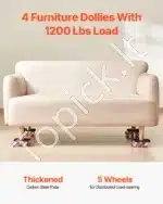 Mobilus baldų vežimėlis 5‑ratukai, 135 × 135 × 52 mm, anglinis plienas, 360° pasukamas - Image 8