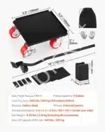 Mobilus baldų vežimėlis 5‑ratukai, 135 × 135 × 52 mm, anglinis plienas, 360° pasukamas - Image 3