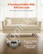 Mobilus baldų vežimėlis su 3 ratukais, 158 × 158 × 65 mm, anglinis plienas, 360° pasukamas - Image 8