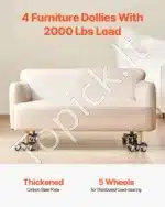 Mobilus baldų vežimėlis su 5-ratukais, 158 × 158 × 65 mm, anglinis plienas, sukimas 360° - Image 8