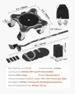 Mobilus baldų vežimėlis su 5-ratukais, 158 × 158 × 65 mm, anglinis plienas, sukimas 360° - Image 3