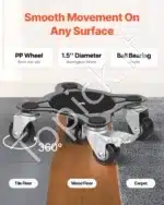 Mobilus baldų vežimėlis su 5-ratukais, 158 × 158 × 65 mm, anglinis plienas, sukimas 360° - Image 6