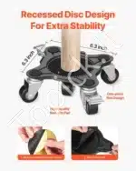 Mobilus baldų vežimėlis su 5-ratukais, 158 × 158 × 65 mm, anglinis plienas, sukimas 360° - Image 7