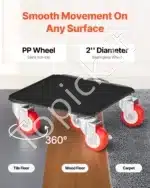 Mobilus baldų vežimėlis su 5 ratukais, 198 × 198 × 75 mm, anglinis plienas, 360° pasukamas - Image 6