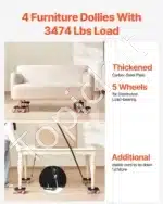 Mobilus baldų vežimėlis su 5 ratukais, 198 × 198 × 75 mm, anglinis plienas, 360° pasukamas - Image 8