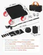 Mobilus baldų vežimėlis su 5 ratukais, 198 × 198 × 75 mm, anglinis plienas, 360° pasukamas - Image 3