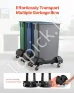 Mobilus šiukšlių konteinerių vežimėlis, skirtas 60,6–87 L talpos konteineriams, 90 kg apkrovai, 360° pasukamas - Image 7