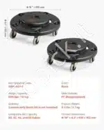 Mobilus šiukšlių konteinerių vežimėlis su 5 ratukais, 75,7–208 L talpai, 227 kg apkrovai, 360° pasukamas - Image 3