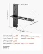 Nematomi plieniniai T formos lentynų laikikliai (2 vnt.) 304 mm, 90 kg svorio, skirti kabančioms lentynoms - Image 7