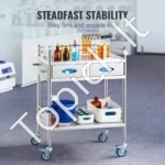 Nerūdijančio Plieno 2 Aukštų Vežimėlis Su 2 Stalčiais, Kibiru – 100 kg Talpa, 594 x 388 x 855 mm - Image 2