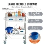 Nerūdijančio Plieno 2 Aukštų Vežimėlis Su 2 Stalčiais, Kibiru – 100 kg Talpa, 594 x 388 x 855 mm - Image 4