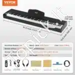 Nešiojamas skaitmeninis pianinas su 88 klavišais, svertinėmis klaviatūromis ir pedalais, 1317 x 320 x 107 mm - Image 6