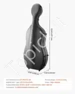 Nešiojamas violončelės dėklas 4/4 dydžio, juodas, ~137x53x32 cm, su kuprinės diržais - Image 7