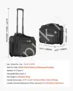 Nešiojamojo kompiuterio lagaminas su ratukais, juodas, 45x21x37 cm - Image 6