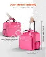 Nešiojamojo kompiuterio lagaminas su ratukais, rožinis, 42.5x26x41 cm - Image 5