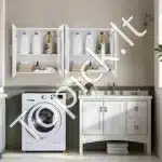 Pakabinama spintelė, balta, 122 x 30,5 x 61 cm, laminuota medžio drožlių plokštė - Image 8