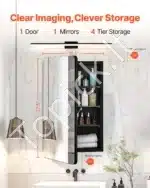 Pakabinama vonios spintelė su veidrodžiu | 42x13x70 cm - Image 2