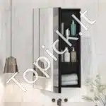 Pakabinama vonios spintelė su veidrodžiu ir raktu | 36x14x61 cm - Image 7