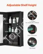 Pakabinama vonios spintelė su veidrodžiu ir raktu | 36x14x61 cm - Image 2