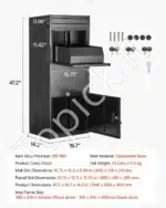 Pašto dėžė su siuntų skyriumi, 1198 x 500 x 360 mm, juodos spalvos, plieninė - Image 7
