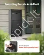 Pašto dėžė su siuntų skyriumi, 1198 x 500 x 360 mm, juodos spalvos, plieninė - Image 2