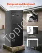 Pašto dėžė su siuntų skyriumi, 1198 x 500 x 360 mm, juodos spalvos, plieninė - Image 3