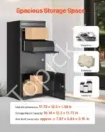 Pašto dėžė su siuntų skyriumi, 1198 x 500 x 360 mm, juodos spalvos, plieninė - Image 4