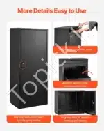 Pašto dėžė su siuntų skyriumi, 1198 x 500 x 360 mm, juodos spalvos, plieninė - Image 6