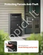 Pašto dėžė su siuntų skyriumi, 500 x 325 x 909 mm, juodos spalvos, plieninė - Image 2