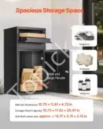 Pašto dėžė su siuntų skyriumi, 500 x 325 x 909 mm, juodos spalvos, plieninė - Image 4